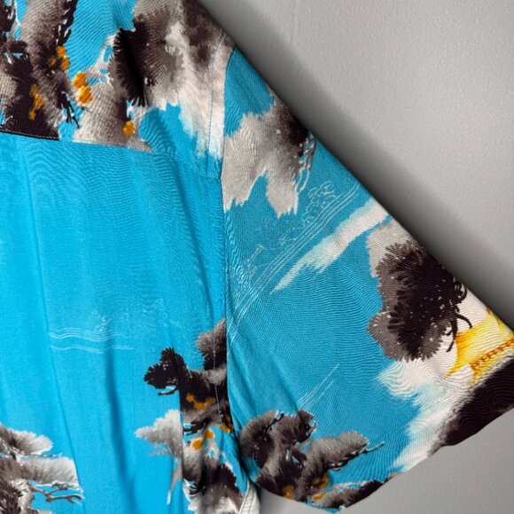 All Saints Standard Fit Blue Resort Shirt - Picture 5 of 6